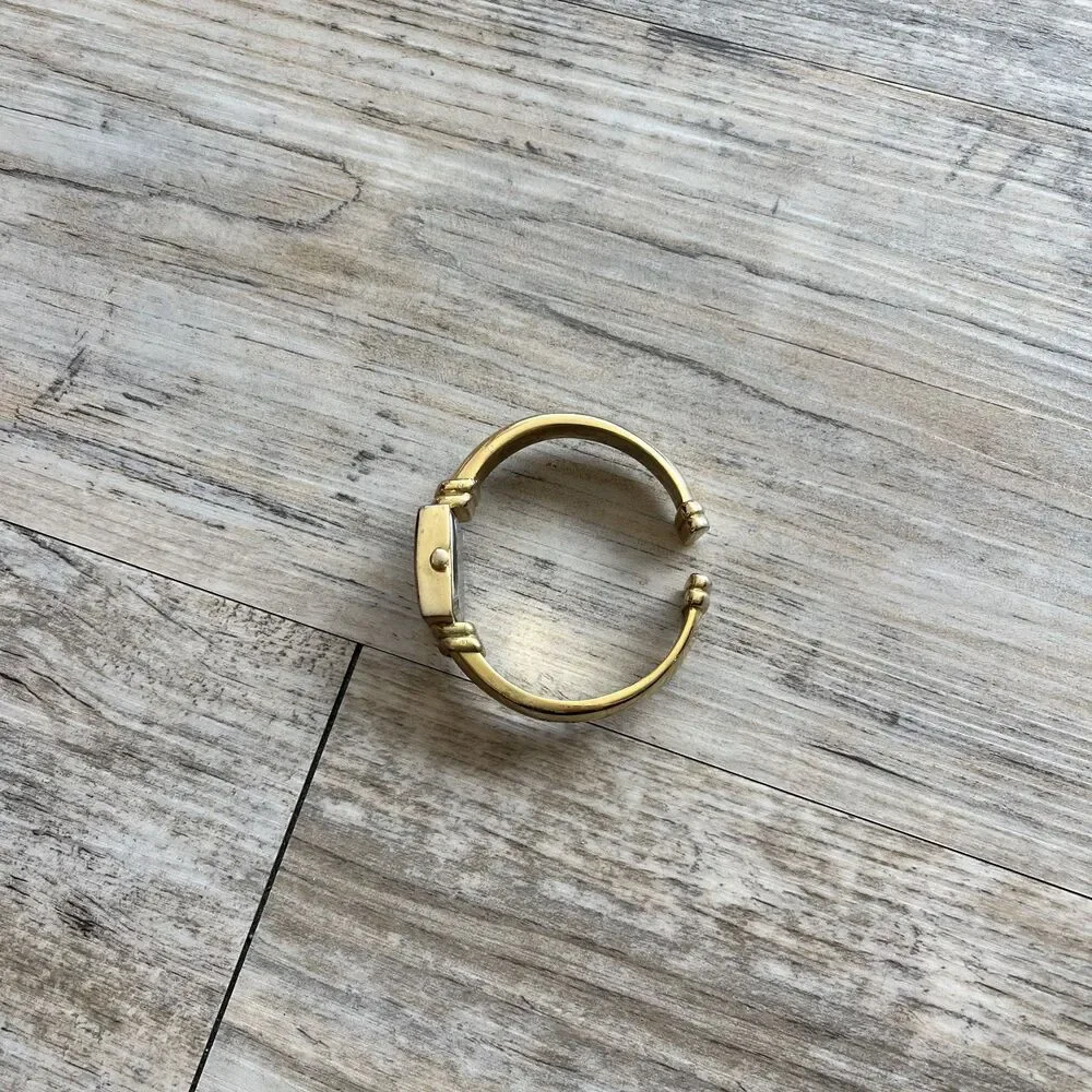 Gossip Vintage Watch Gold White Face Hinge Cuff Square Antique
